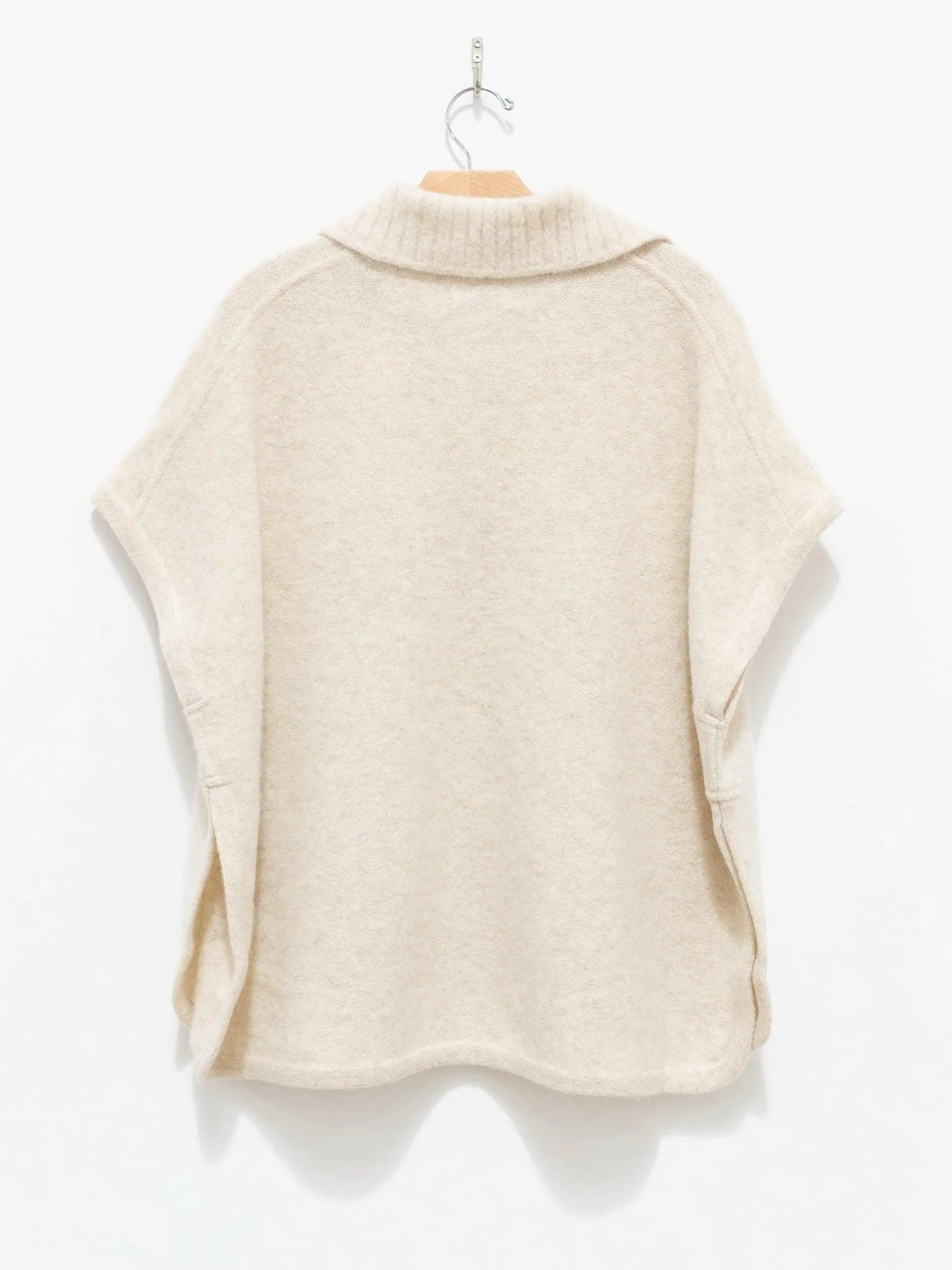 Felt Wool Knit Skipper Poncho - White