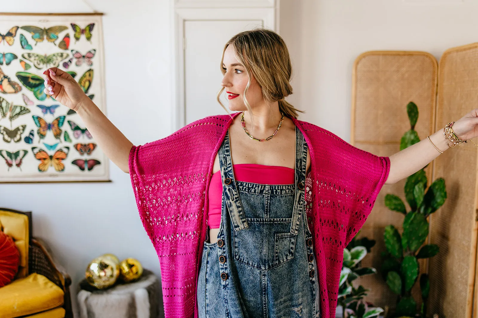 fern cardi in hot pink