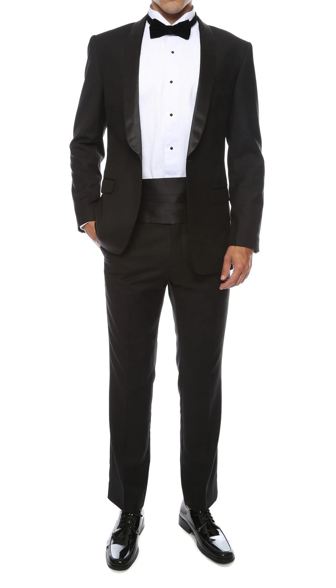 Ferrecci Men's Reno Black Slim Fit Shawl Lapel 2 Piece Tuxedo Suit Set