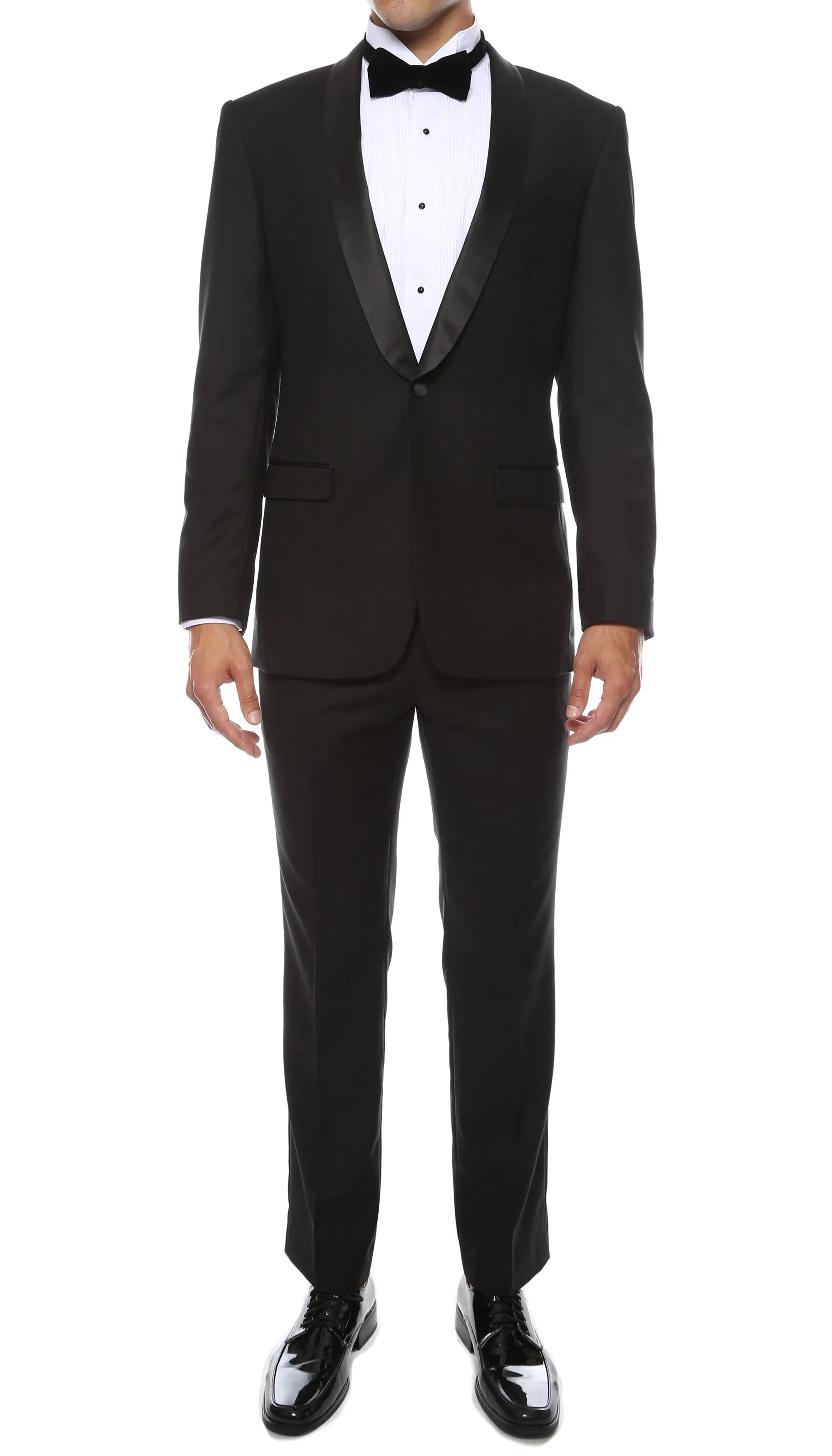 Ferrecci Men's Reno Black Slim Fit Shawl Lapel 2 Piece Tuxedo Suit Set