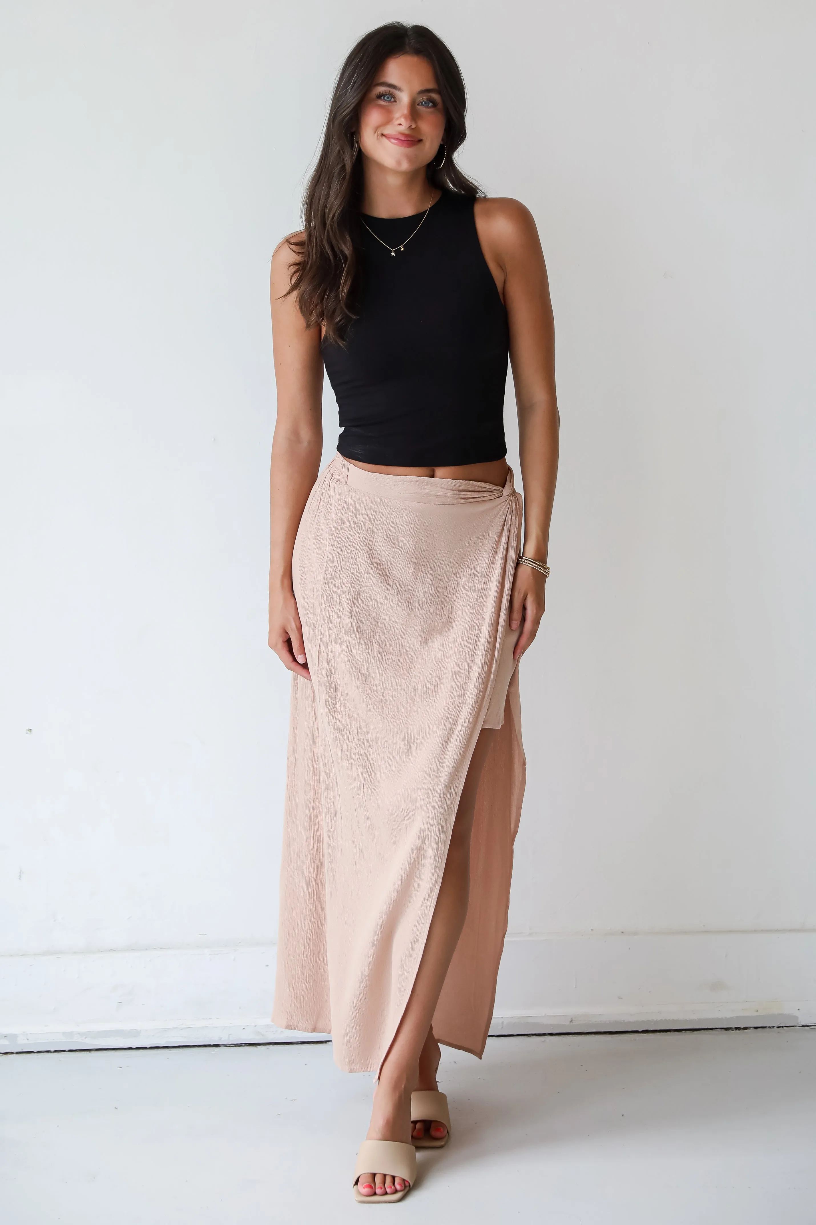 FINAL SALE - Classy Aesthetic Nude Maxi Skirt