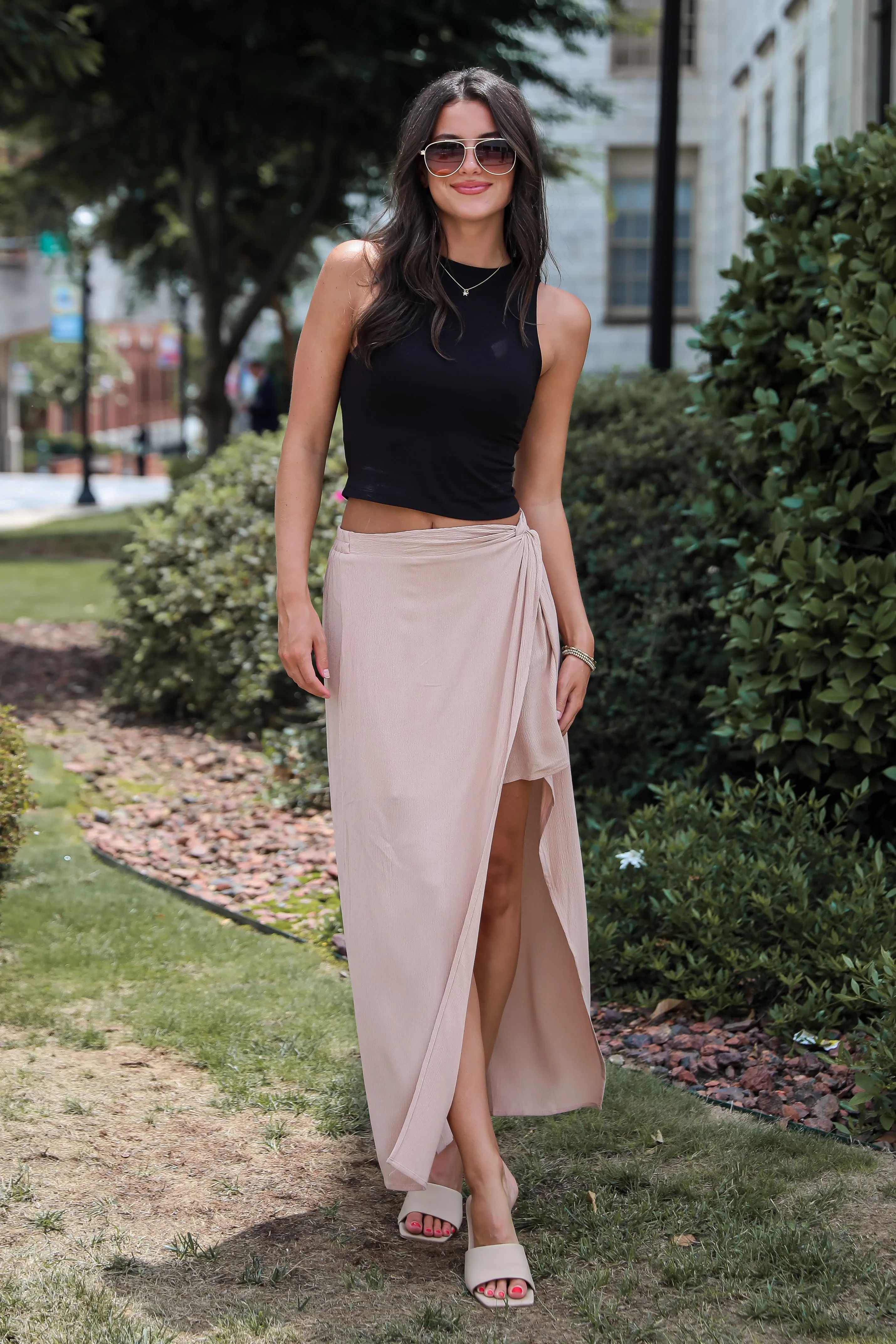 FINAL SALE - Classy Aesthetic Nude Maxi Skirt