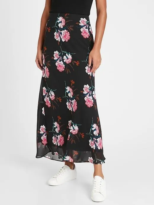 Floral Bias-Cut Maxi Skirt in Vintage Floral