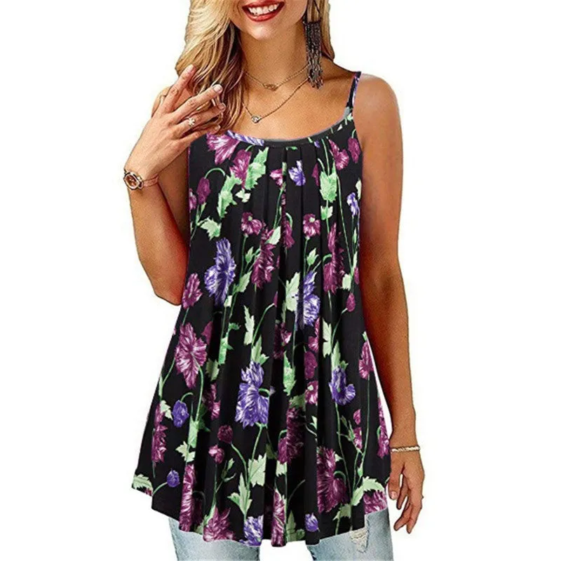 Floral Print Casual Loose Tank