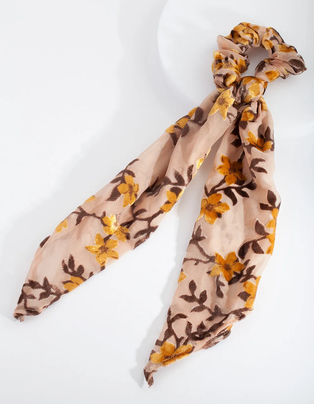 Floral Velvet Scarf Scrunchie