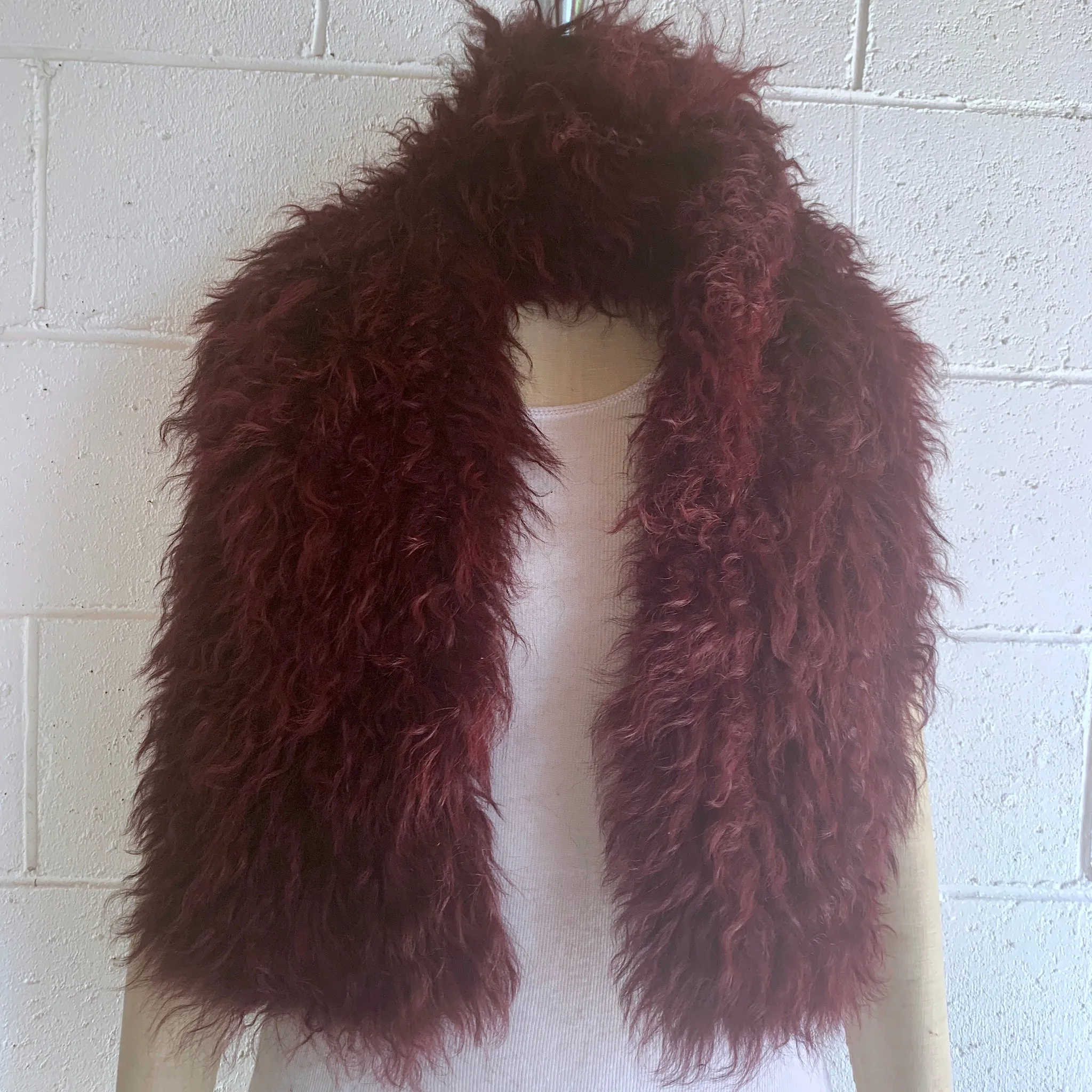 Follow MY Lead, Pure Mongolian Wool Knit Scarf, Claret