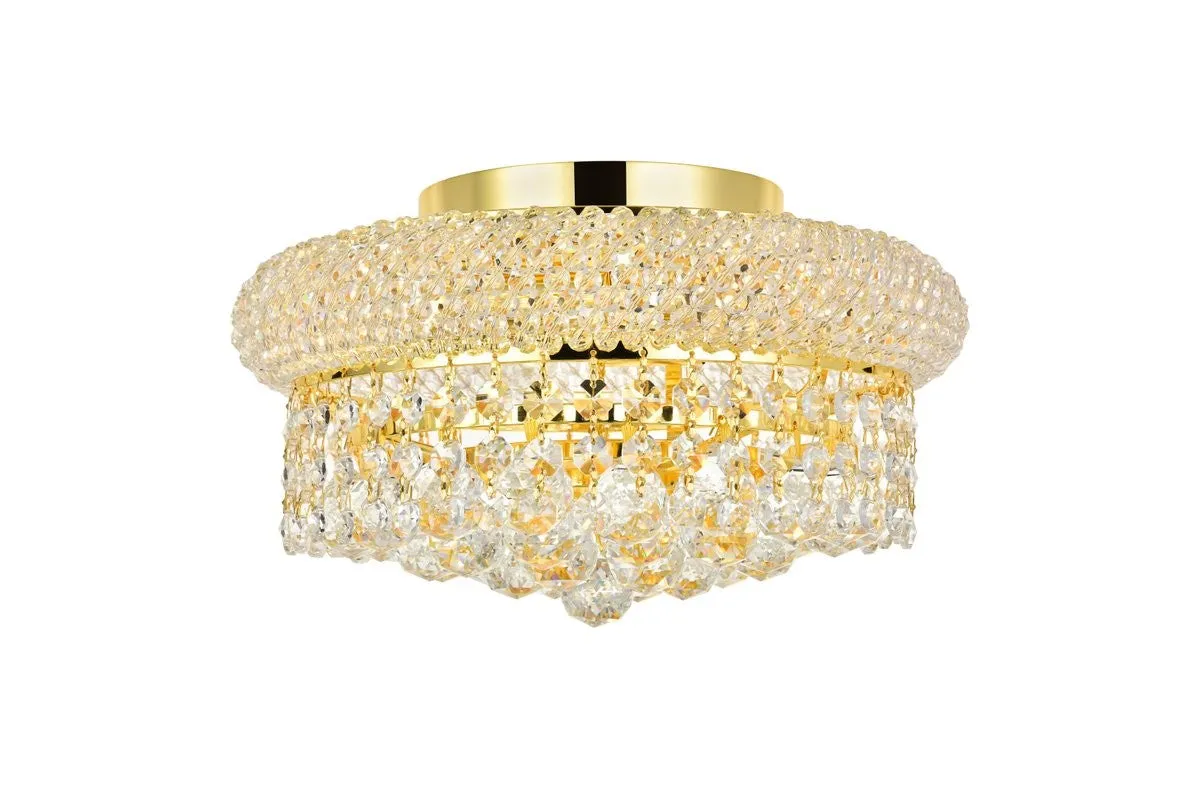 Four Light Flush Mount from the Primo Collection in Gold Finish by Elegant Lighting