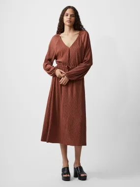 French Connection Tess Crinkle Satin Dress-Russet Brown-71XDG