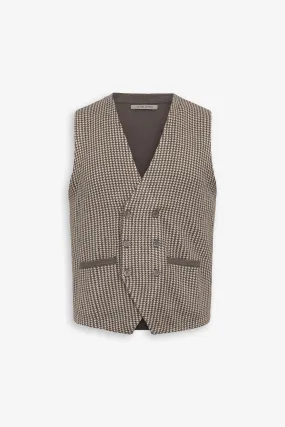 Gilet doppiopetto Pied de Poule tortora