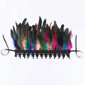 Gothic Victorian Cosplay Feather Choker Neck Wrap Collar - Rainbow