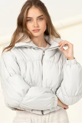 Gray Chill With Me Long-sleeve Puffer Jacket