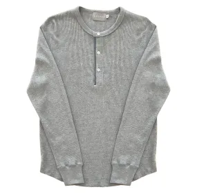 Grey 16 oz Cotton Thermal Waffle Henley T-Shirt