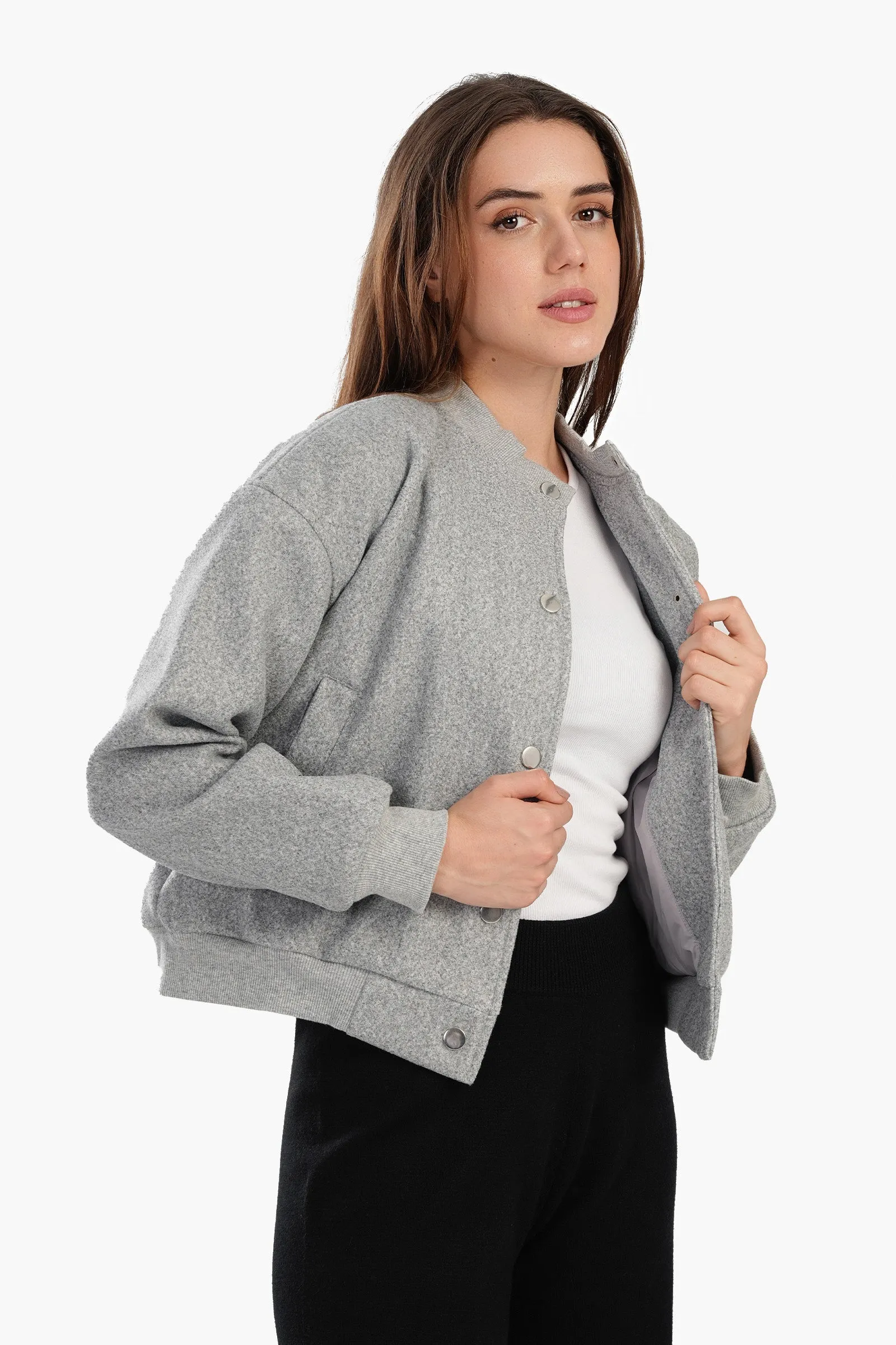 Heather Grey Bomber Jacket