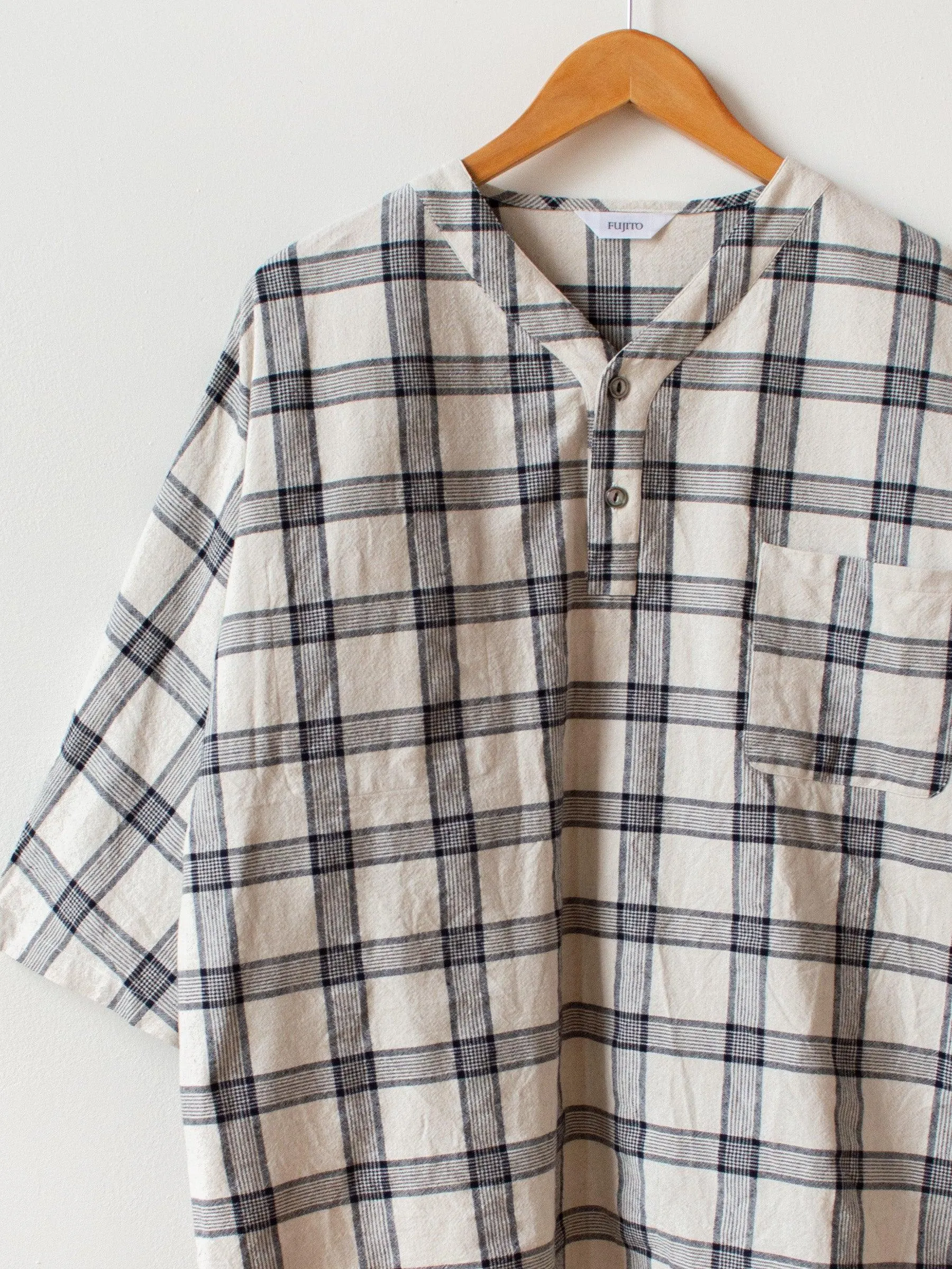 Henley Neck Shirt - White Check