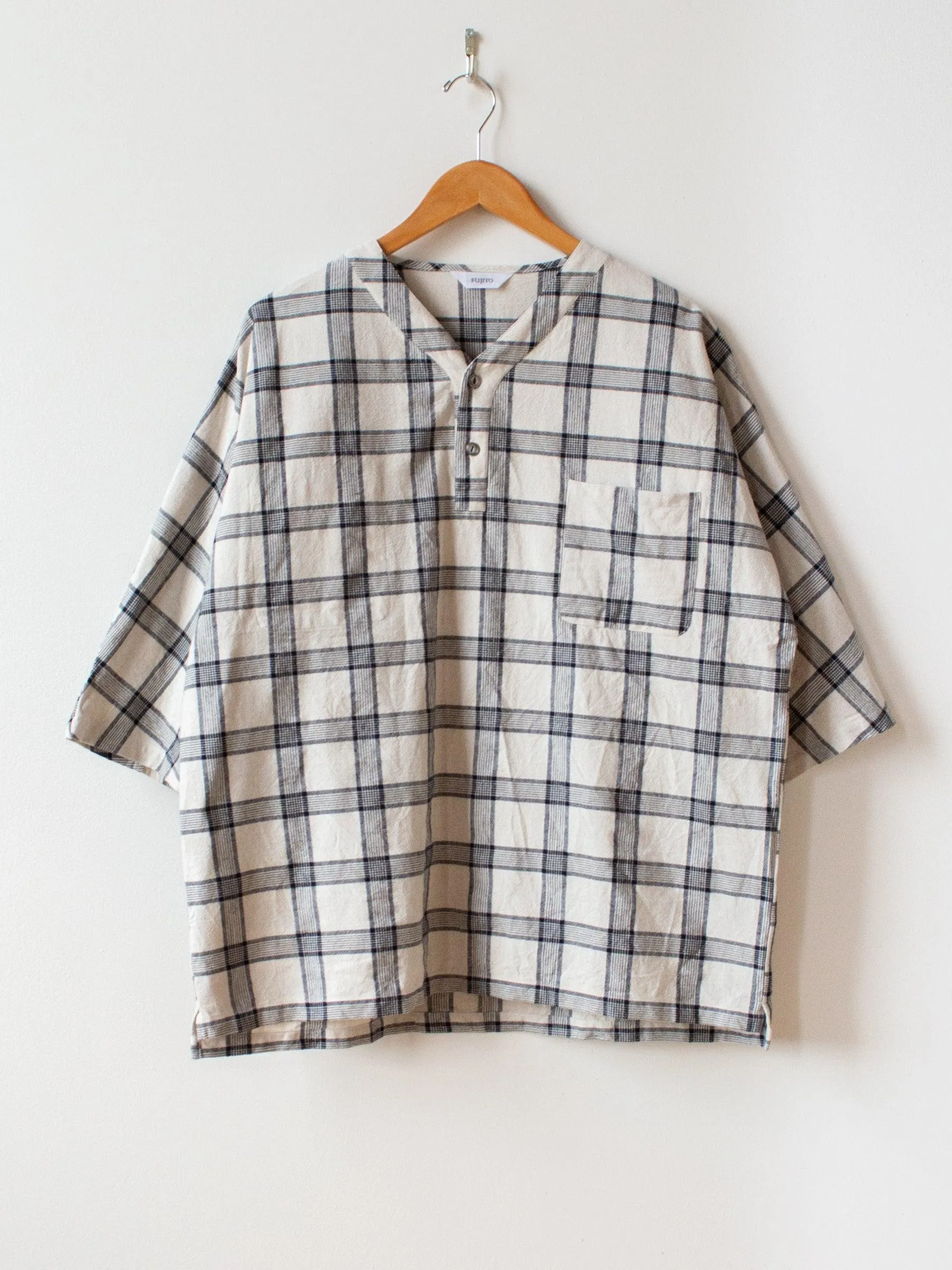 Henley Neck Shirt - White Check