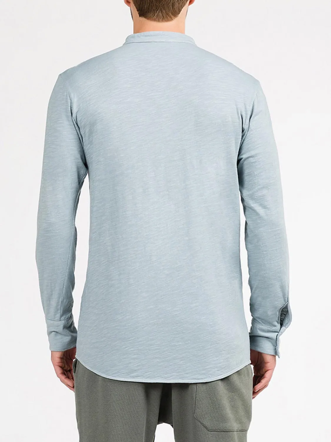 Henley Organic Cotton Slub Long Sleeve T-shirt Ice Grey