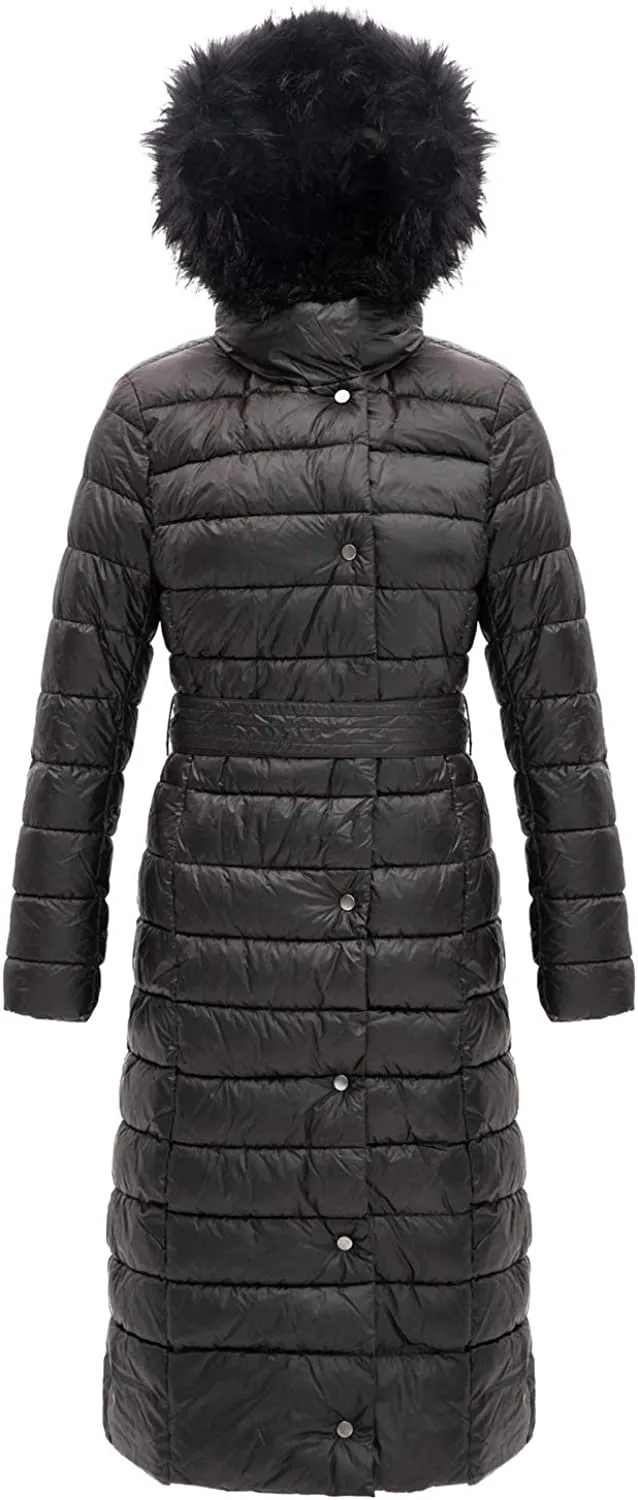 Hooded Bubble Black Faux Fur Collar Women's Puffer Jacket