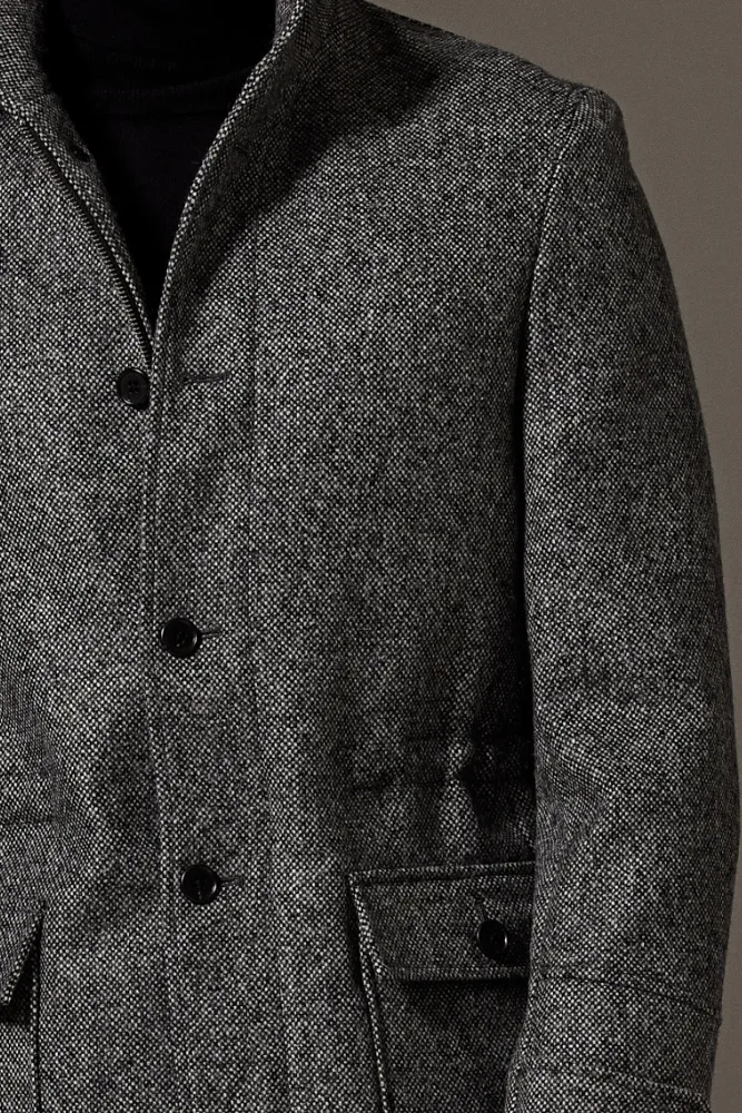 Hunter Safari Coat - Black and White Tweed