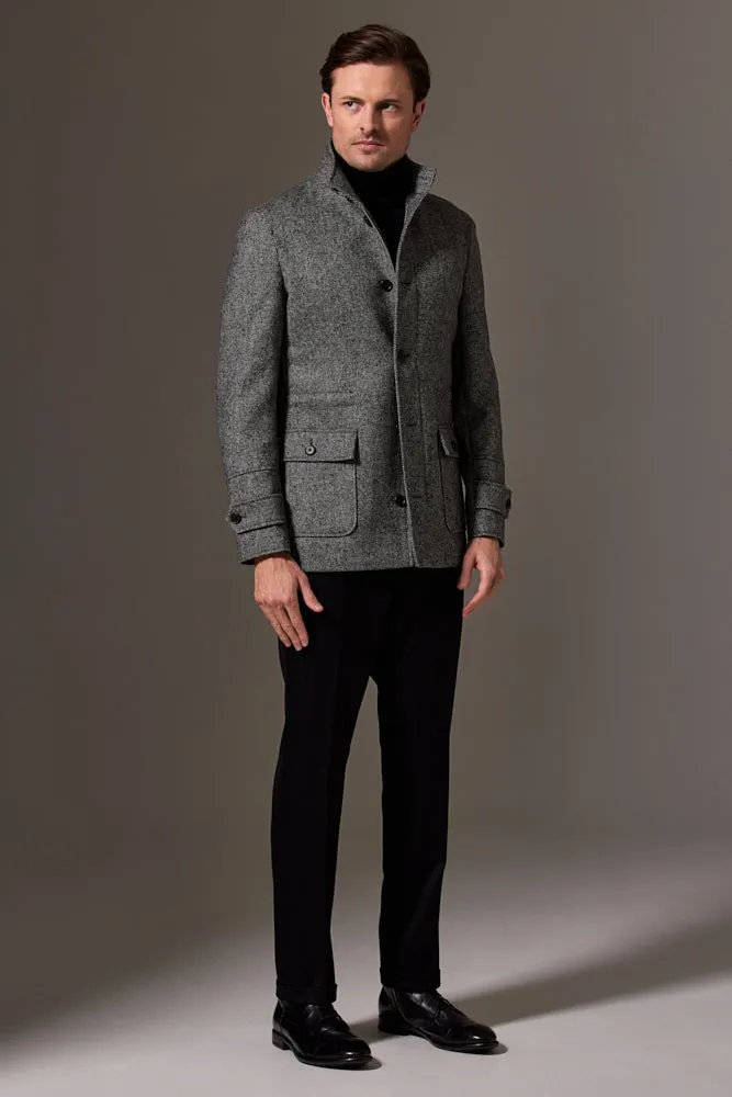 Hunter Safari Coat - Black and White Tweed