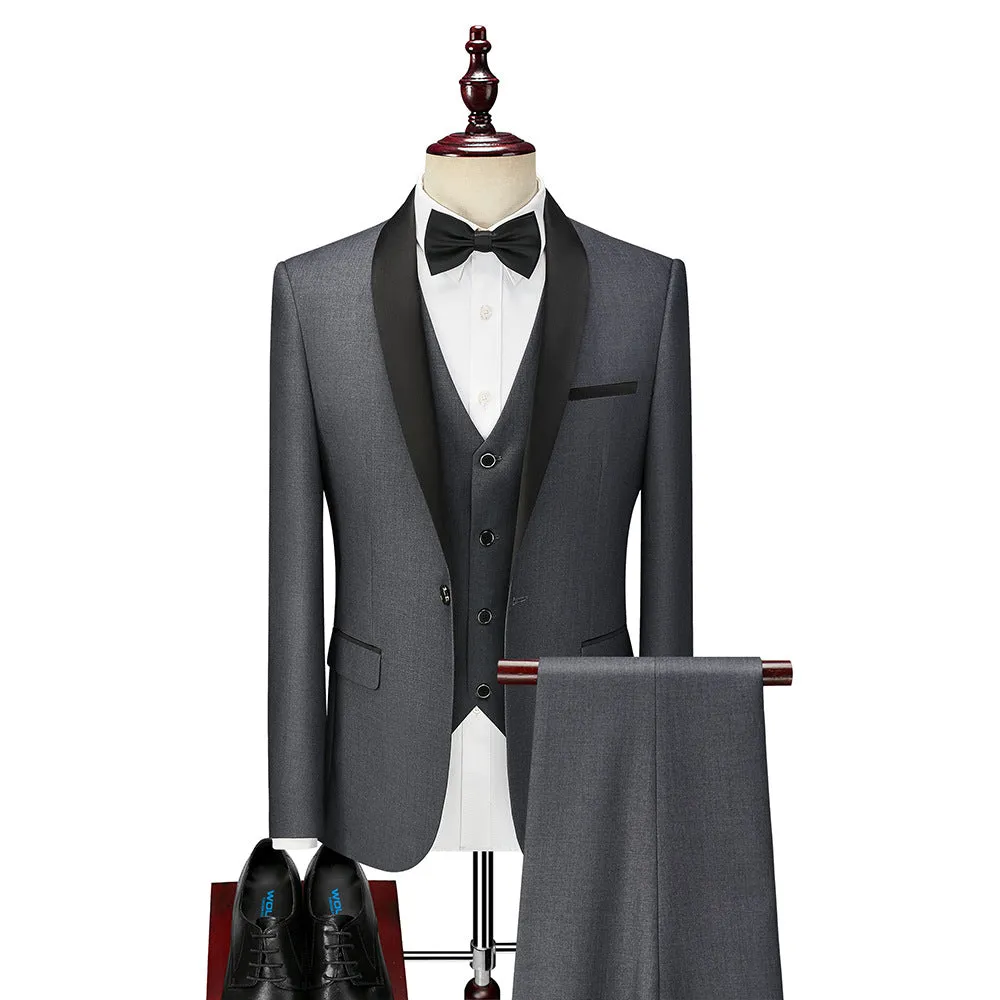 IKEARLAX  Men's Suit Set Green Fruit Collar Stage Suit Dress Host Performance Bridegroom Best Man Three-Piece Men Suit