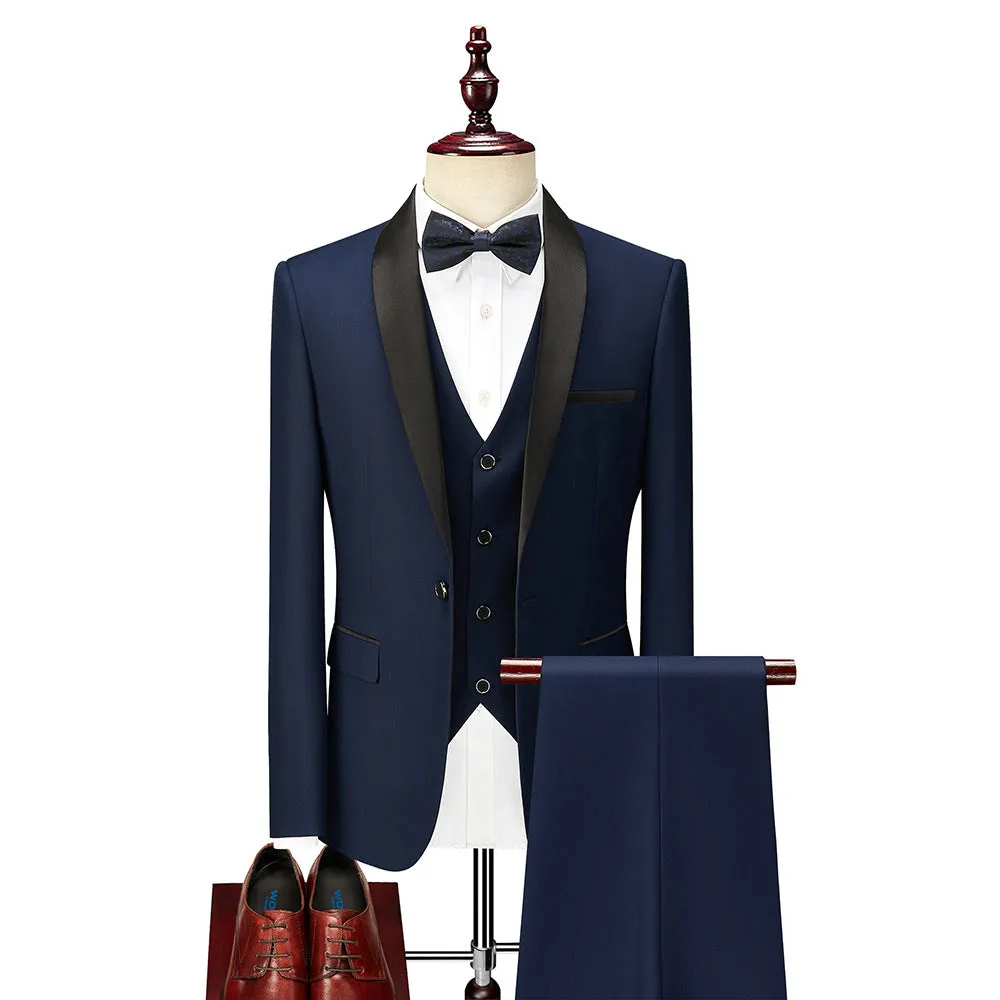 IKEARLAX  Men's Suit Set Green Fruit Collar Stage Suit Dress Host Performance Bridegroom Best Man Three-Piece Men Suit