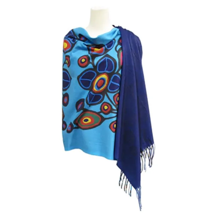 Indigenous Artist Collection: Eco Shawl: Flowers & Birds by Norval Morrisseau