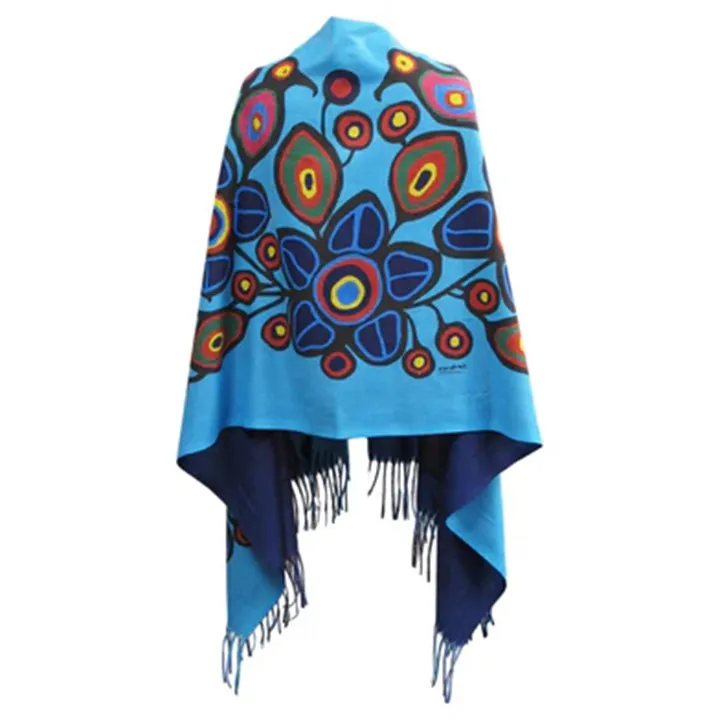 Indigenous Artist Collection: Eco Shawl: Flowers & Birds by Norval Morrisseau