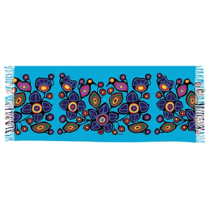 Indigenous Artist Collection: Eco Shawl: Flowers & Birds by Norval Morrisseau