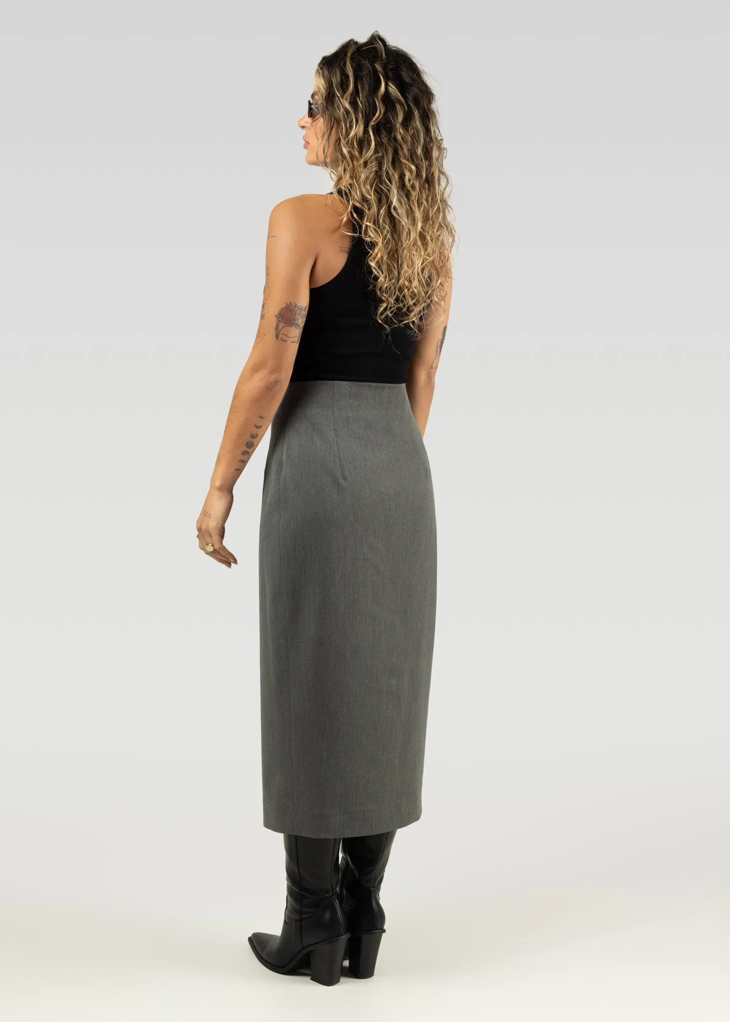 Jagger Asymmetric Maxi Skirt Grey