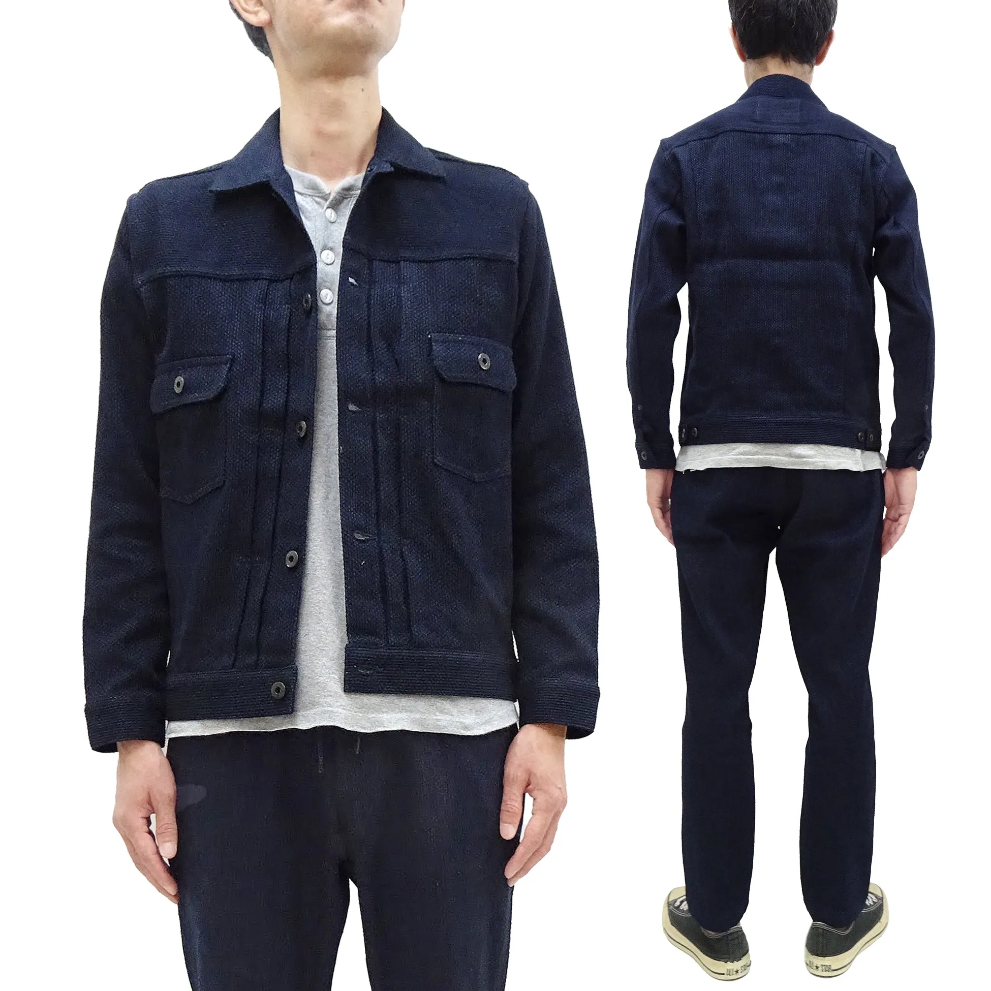 Japan Blue Jeans Sashiko Jacket JBGJ1005 Men's Casual Type 2 Style 11oz Japanese Sashiko Indigo Jacket