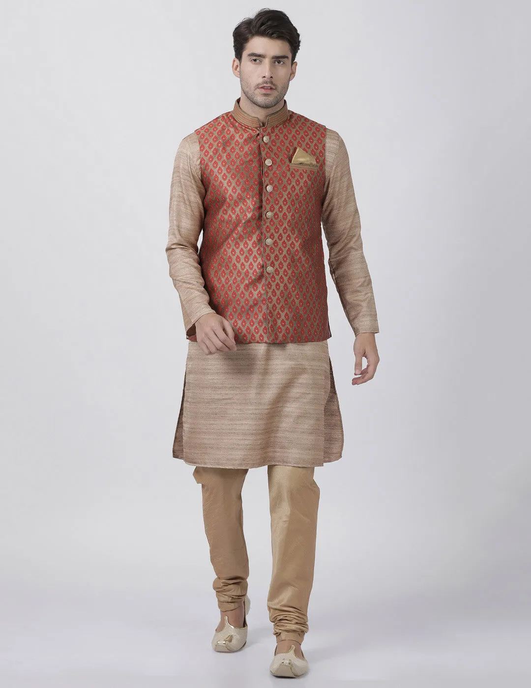 Jashvi Men's Maroon Nehru Jacket