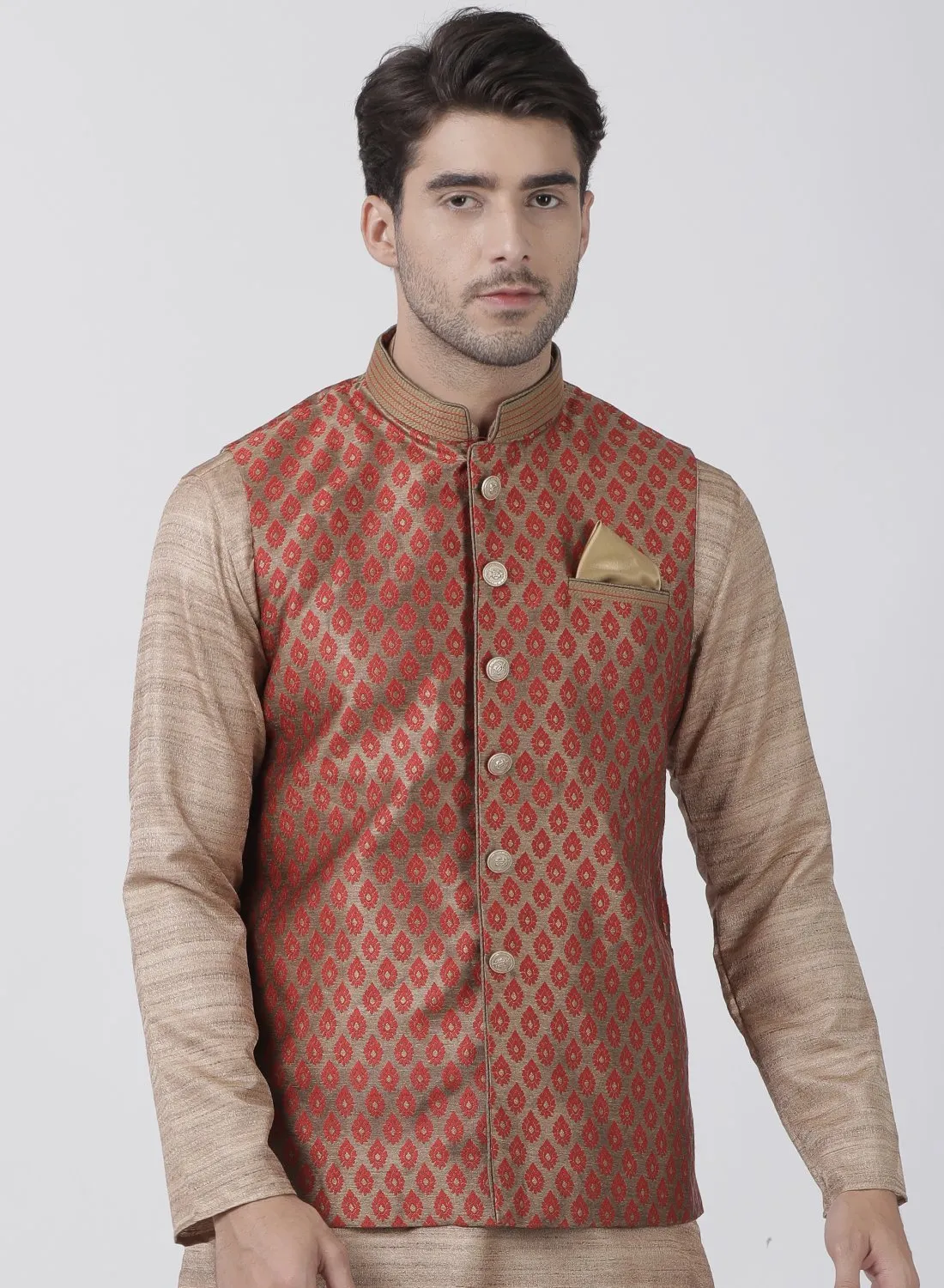 Jashvi Men's Maroon Nehru Jacket