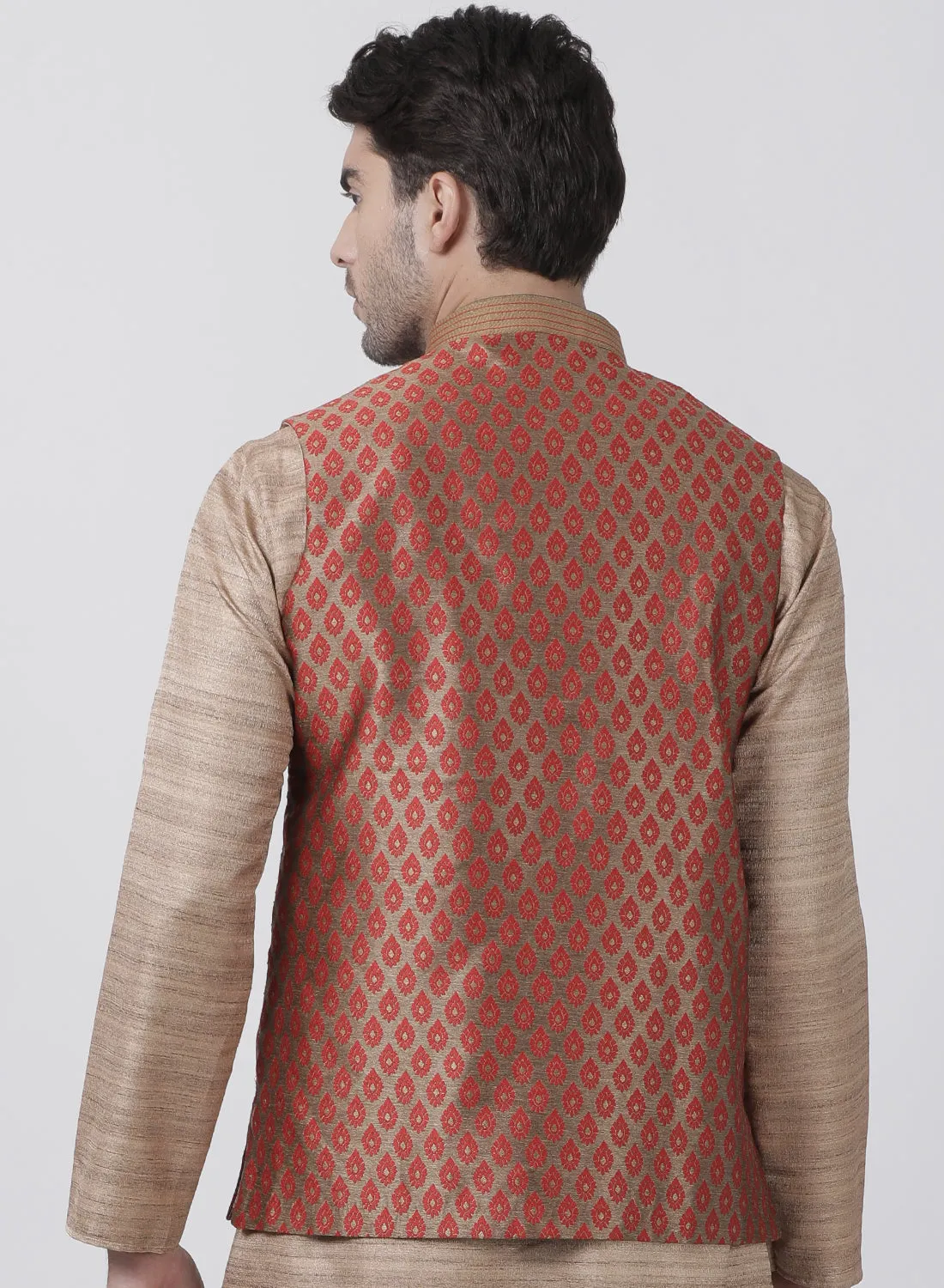 Jashvi Men's Maroon Nehru Jacket