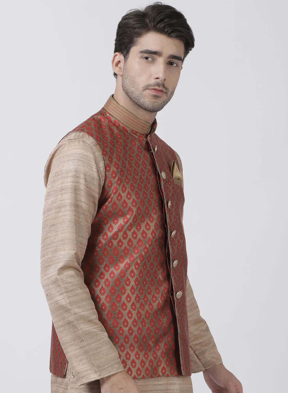 Jashvi Men's Maroon Nehru Jacket