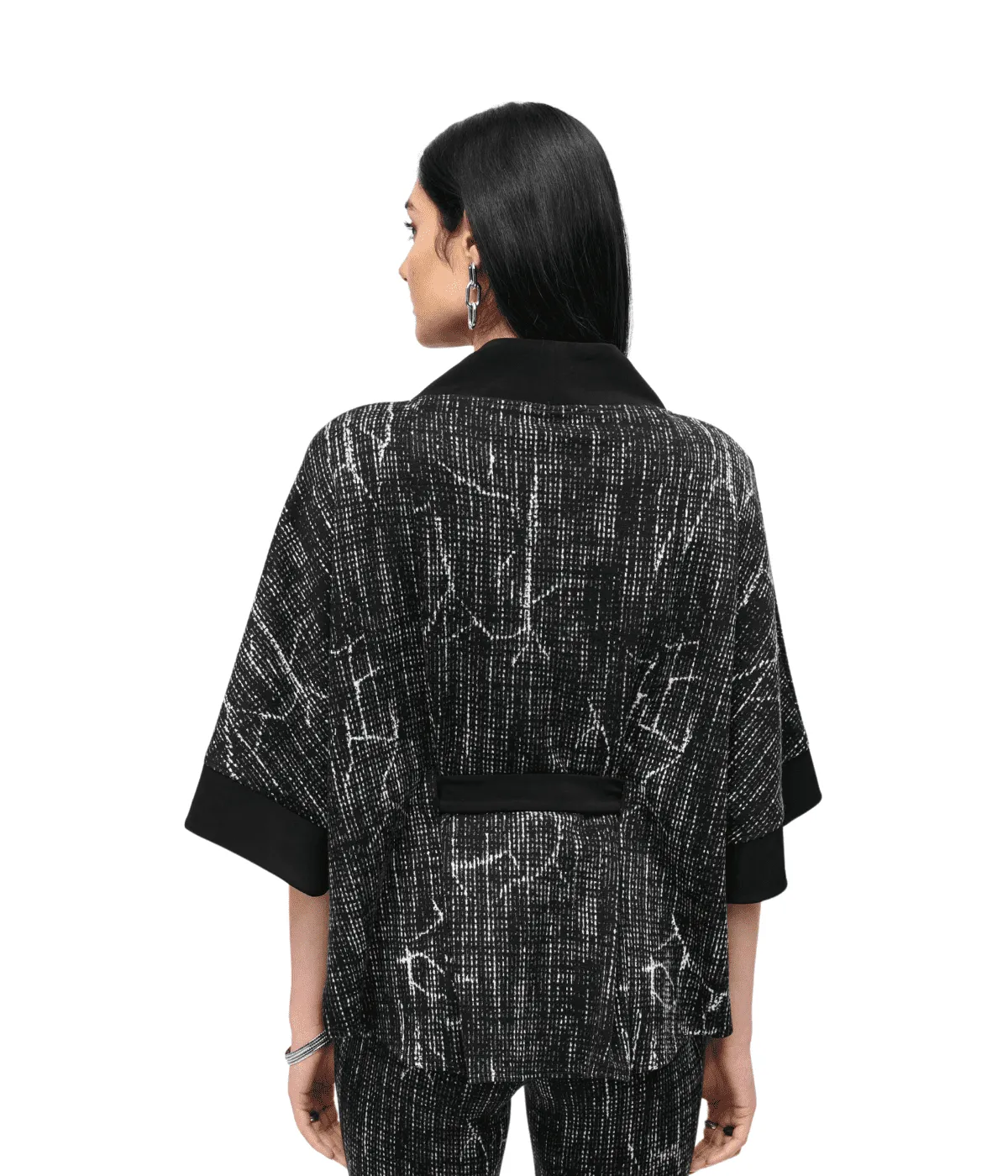 Joseph Ribkoff Jacquard Knit Abstract Print Poncho