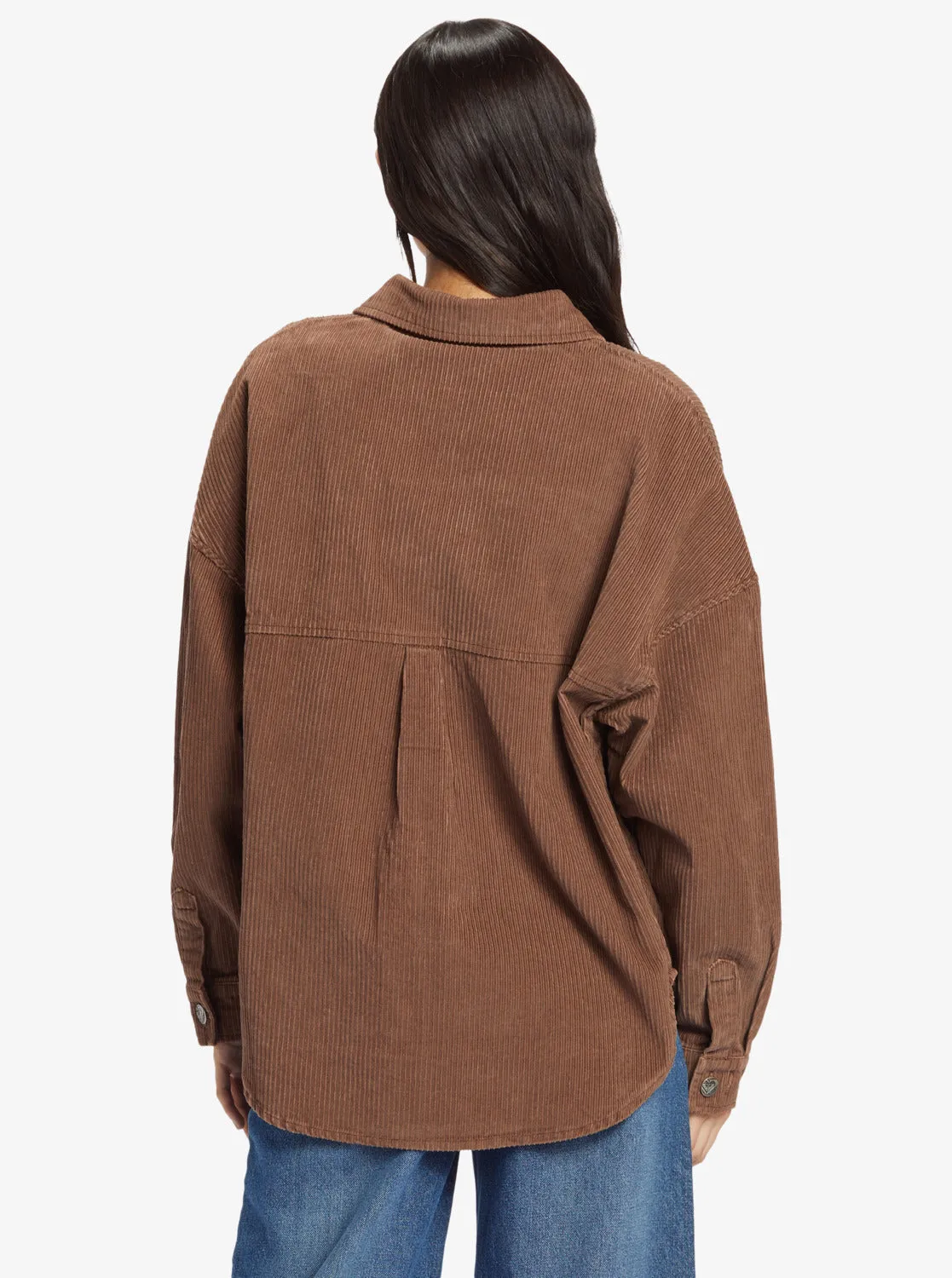 Kick Back Washed Corduroy Long Sleeve Overshirt - Sorrel Horse