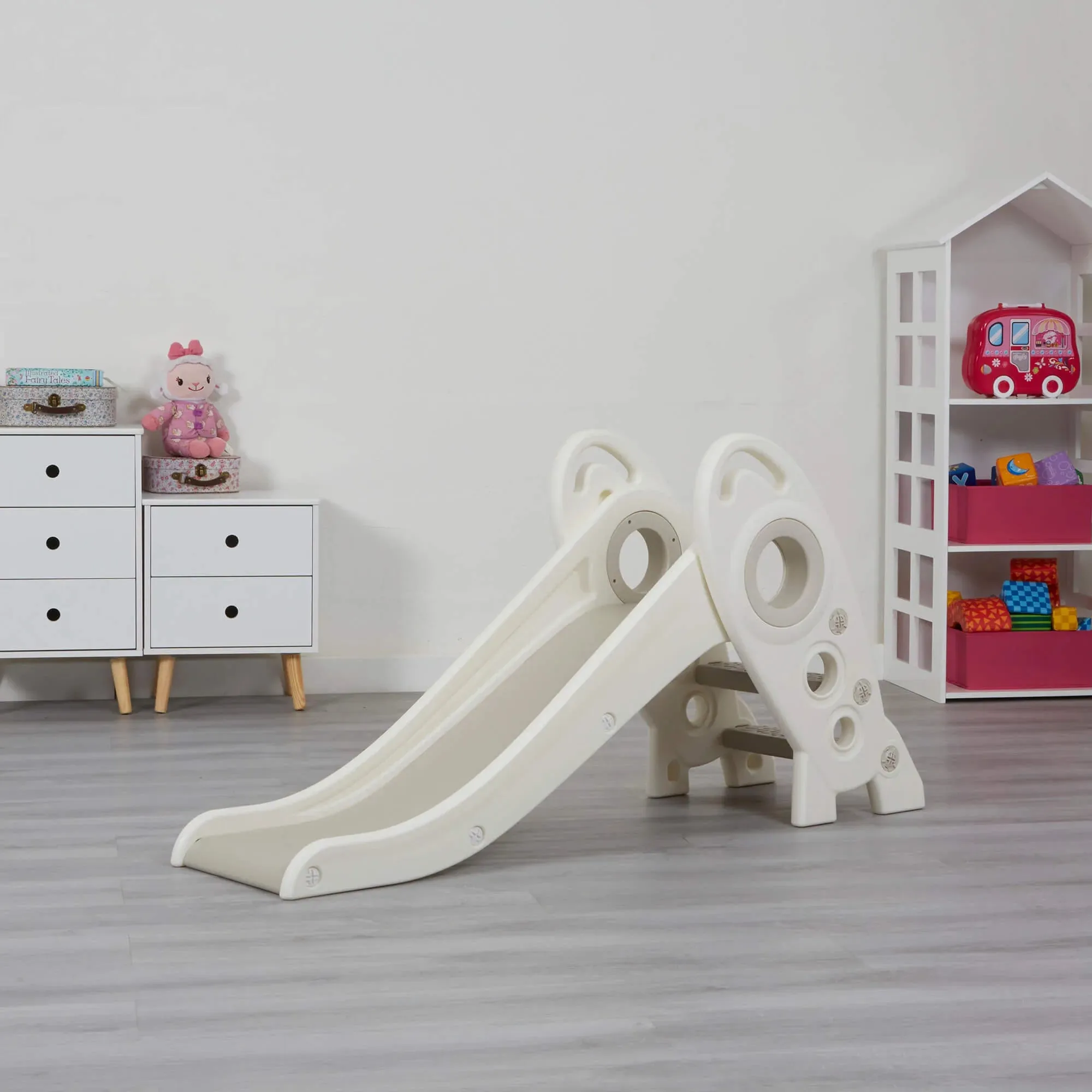 Kids Foldable Rocket Slide - White & Grey