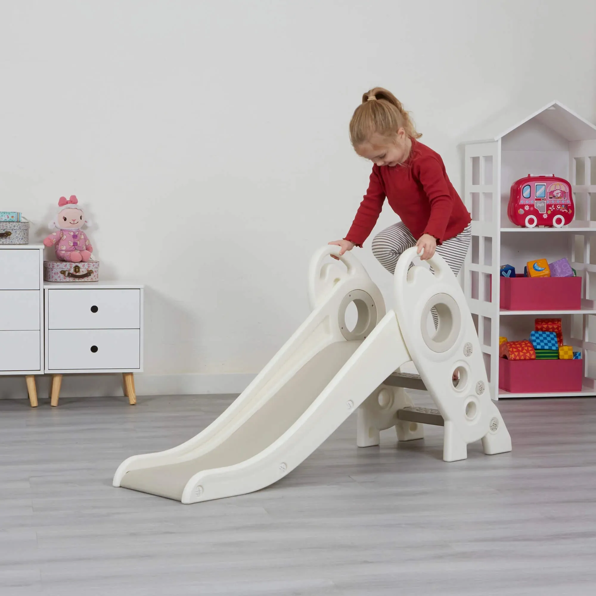 Kids Foldable Rocket Slide - White & Grey