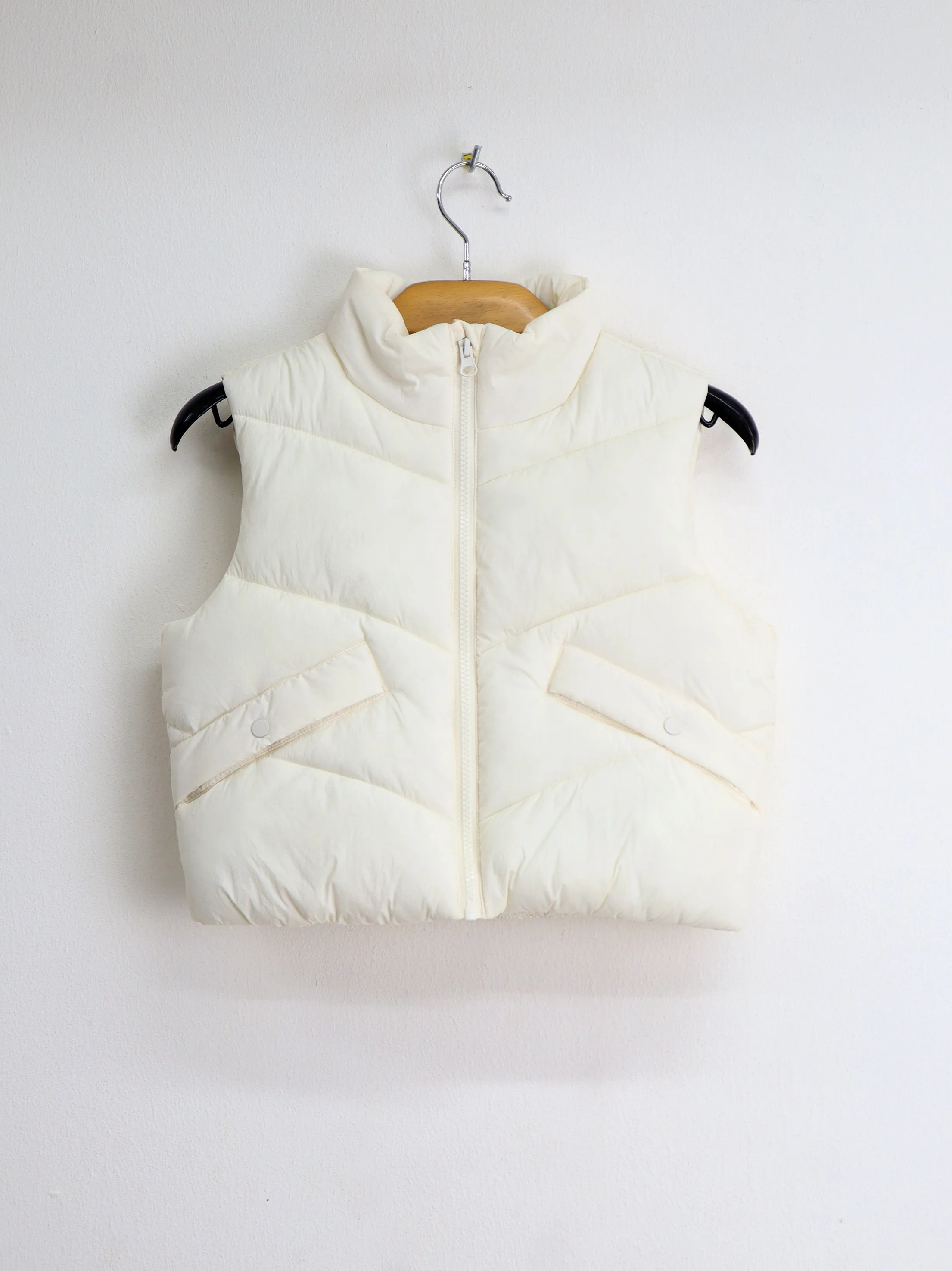 Kids Girl's Plain Puffer Vest,Cream