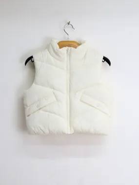 Kids Girl's Plain Puffer Vest,Cream