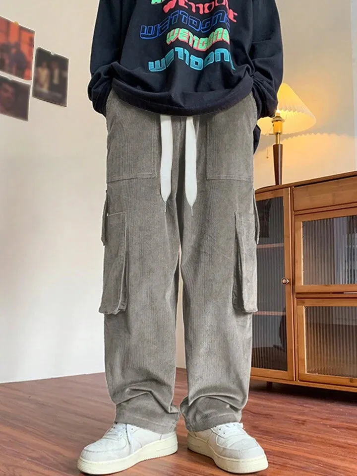 Korean Street Fit Cargo Corduroy Joggers