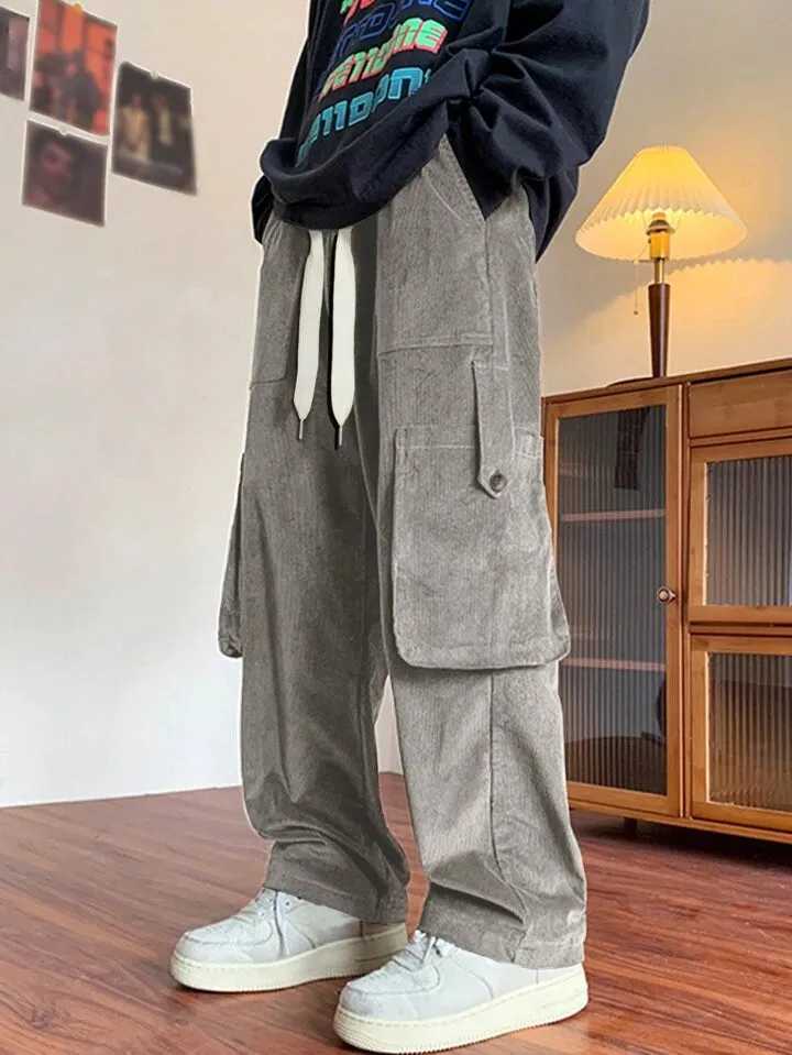 Korean Street Fit Cargo Corduroy Joggers