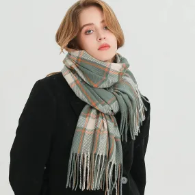 Korean Style Thick Warm Shawl Wrap Winter Plaid Cashmere Like Blanket Scarf