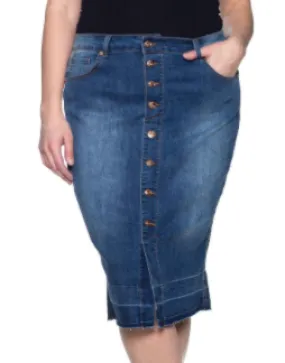 Ladies Denim Button Skirt