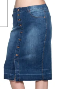 Ladies Denim Button Skirt