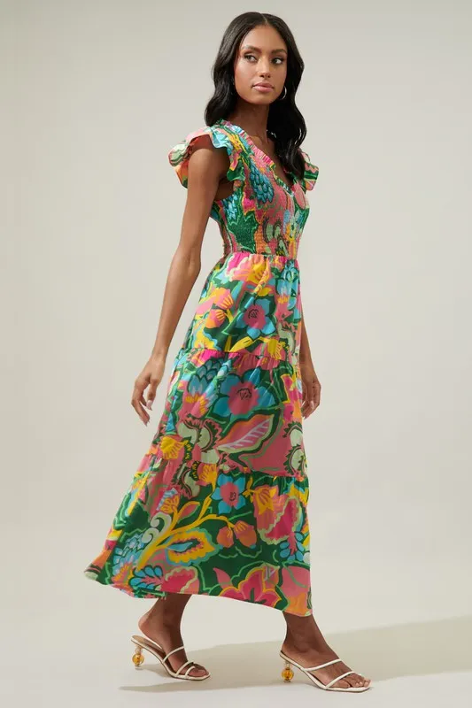 Lanai Tropics Sunfire Smocked Dress