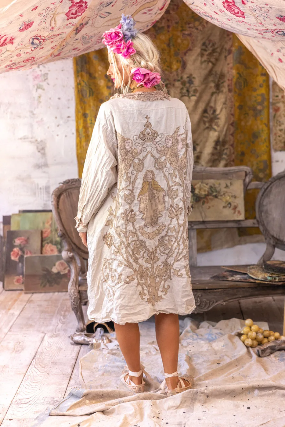 Leola Embroidered Smock Coat