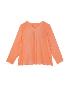 Lisel Tabbed Sleeve V-Neck Blouse | Peach