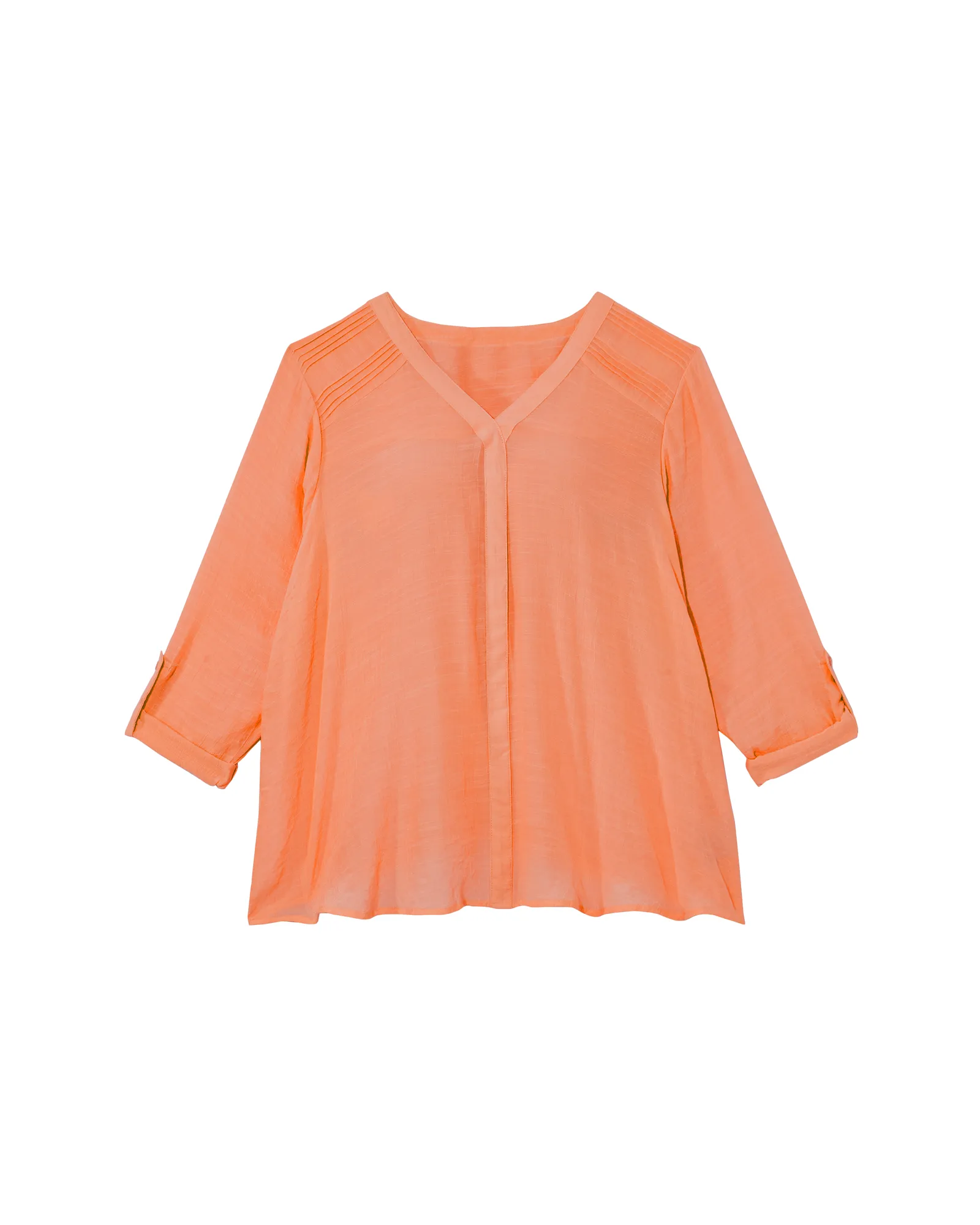 Lisel Tabbed Sleeve V-Neck Blouse | Peach