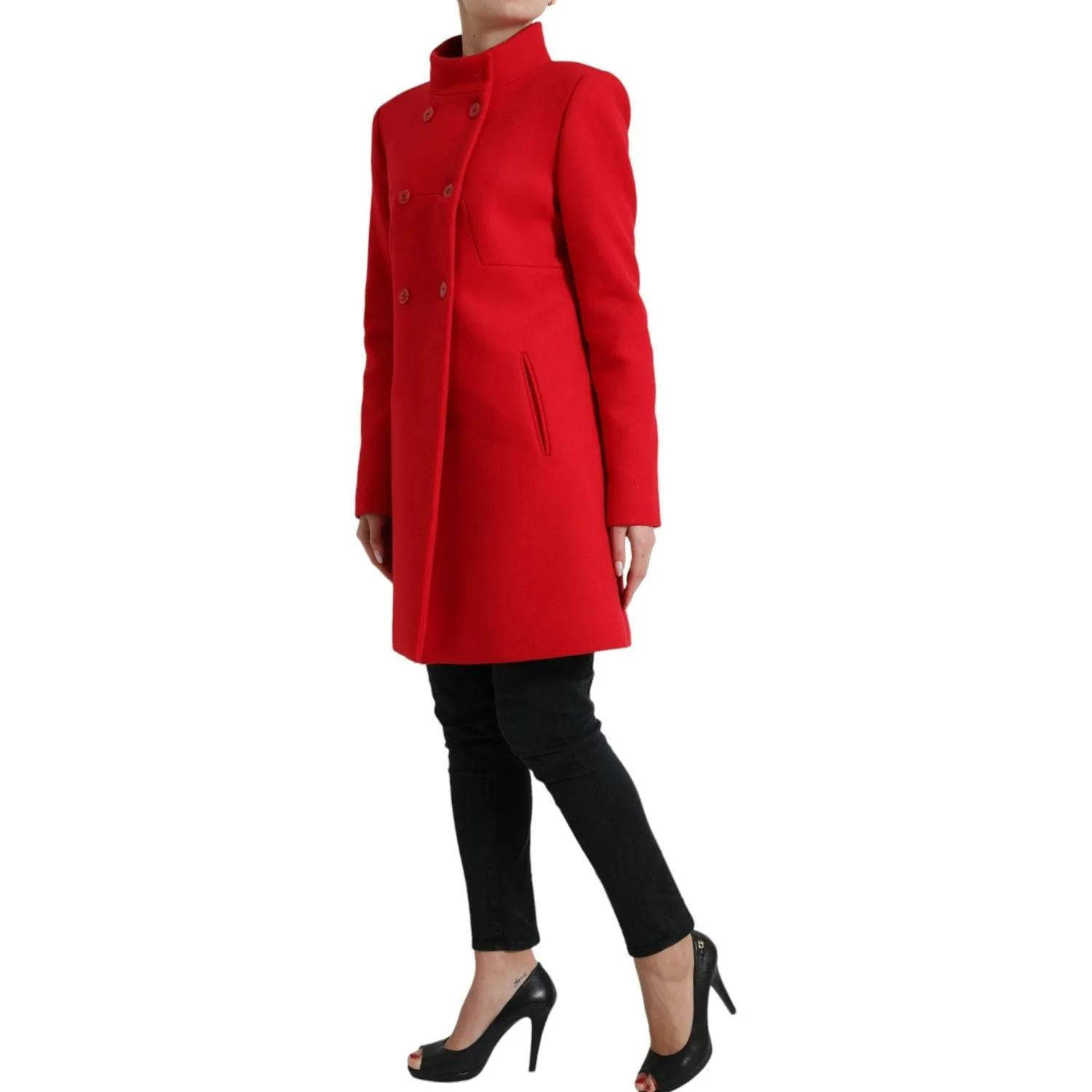 Liu Jo Elegant Red Double Breasted Long Coat